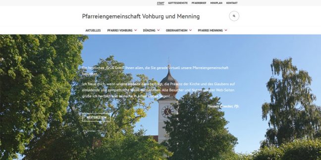 Website Pfarreiengemeinschaft Vohburg Menning