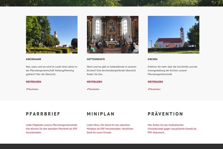 Website Pfarreiengemeinschaft Vohburg Menning